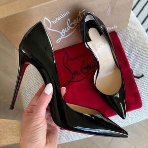 Christian Louboutin Black Patent Leather Pumps with Signature Red Soles